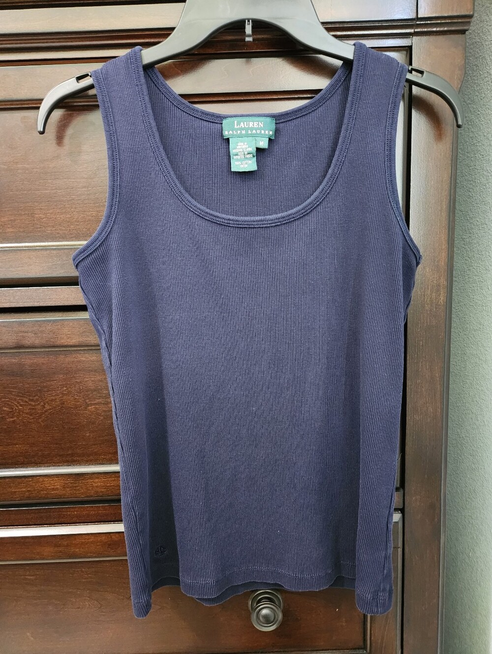 Lauren Ralph Lauren Navy Ribbed Scoop Tank